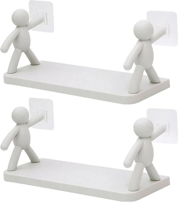 TheLiving 무타공 일자형 사람 벽걸이 선반 2p, 그레이, 1단