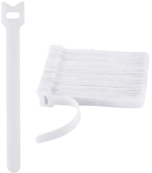 케이로만 선 케이블 정리 벨크로 타이, 화이트, 50개