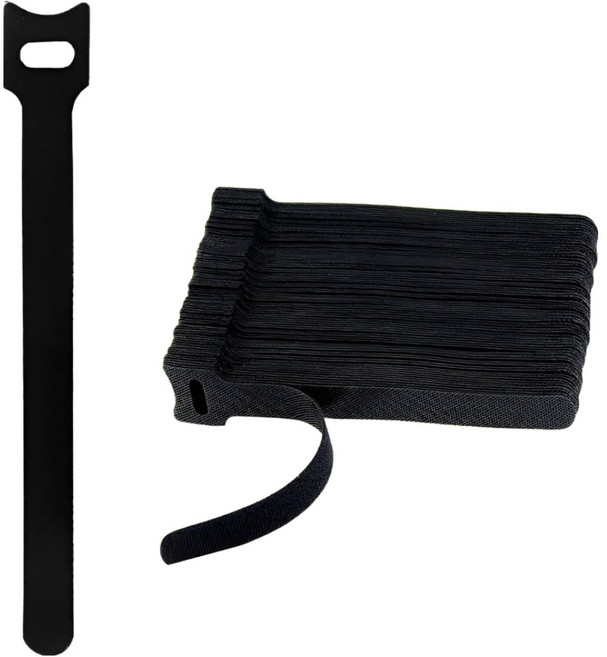 케이로만 선 케이블 정리 벨크로 타이, 블랙, 50개