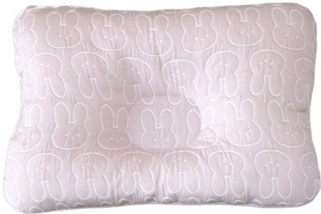 제이유니 냉감 듀라론 일체형 어린이베개, 핑크래빗 키즈베개