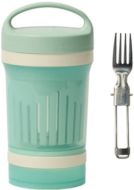 이지앤프리 프레시타워 과일샐러드 도시락통 중 550ml + 소스통 115ml 세트, 민트, 1세트