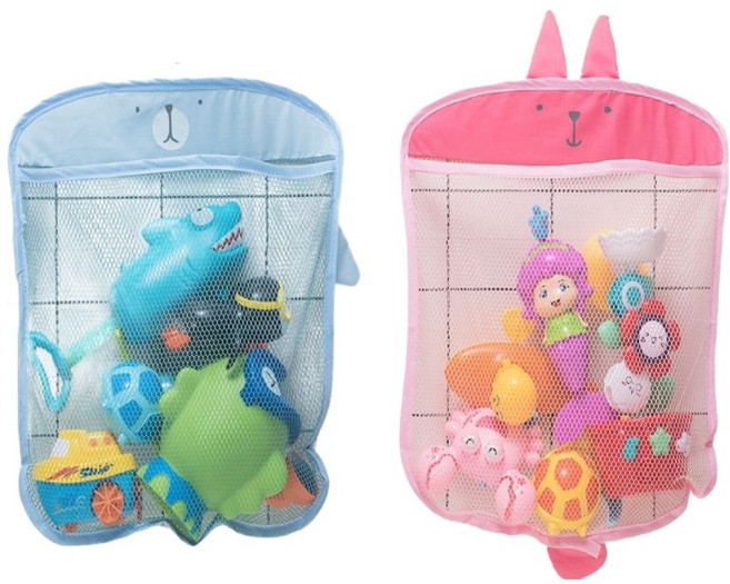 유니복스 유아용 목욕 장난감 정리 흡착식 메쉬 가방 2종 세트, 곰돌이 + 토끼, 1세트