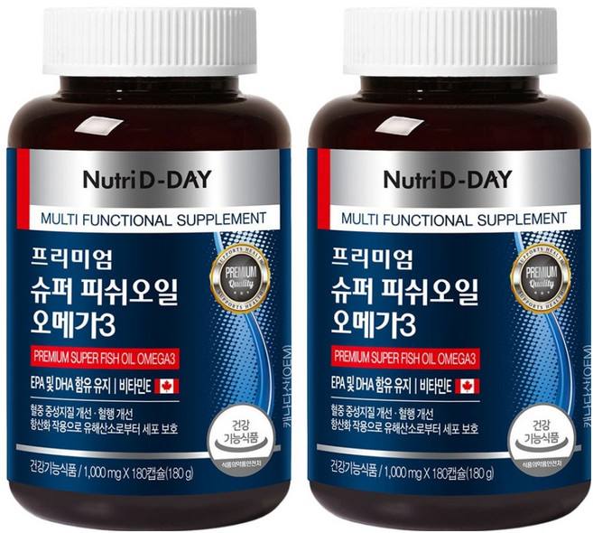 뉴트리디데이 프리미엄 슈퍼 피쉬오일 오메가3, 180정, 2개