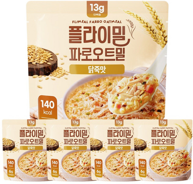 플라이밀 파로오트밀 닭죽맛, 200g, 5개
