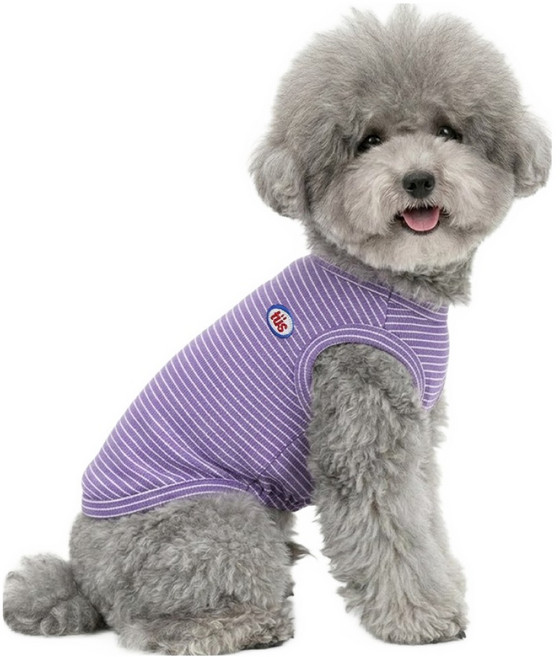 투스투스 강아지 스트라이프 민소매 티셔츠, 바이올렛, 1개