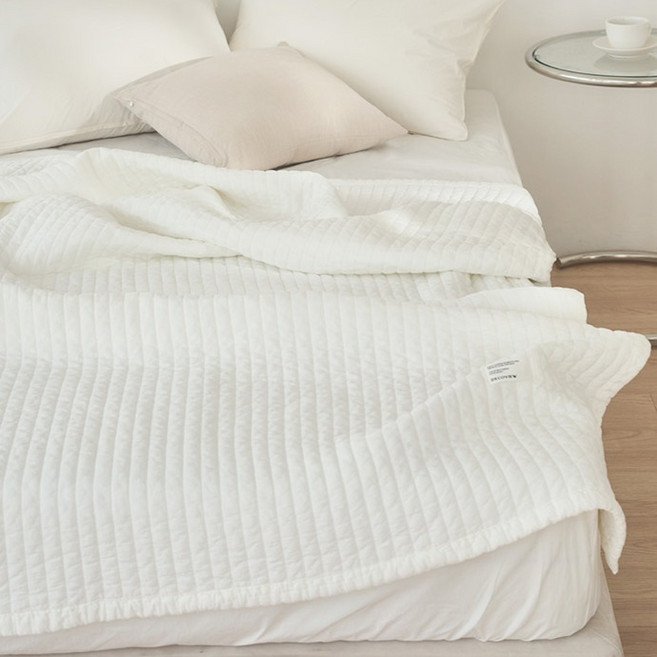 데코뷰 부드러운 순면 항균 피그먼트 이불 겸 패드 30수, 아이보리