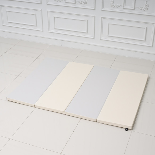 비피프렌즈 4단 층간소음 항균 폴더 어린이매트, 아이보리 + 그레이