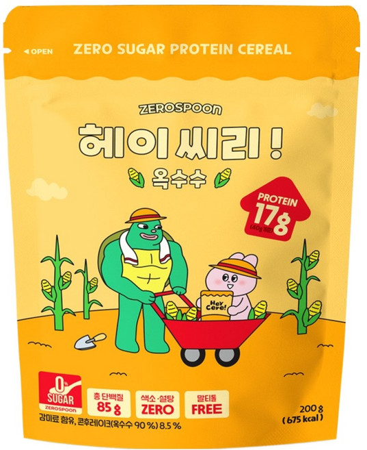 제로스푼 헤이씨리 무설탕 프로틴 시리얼 옥수수맛, 200g, 1개