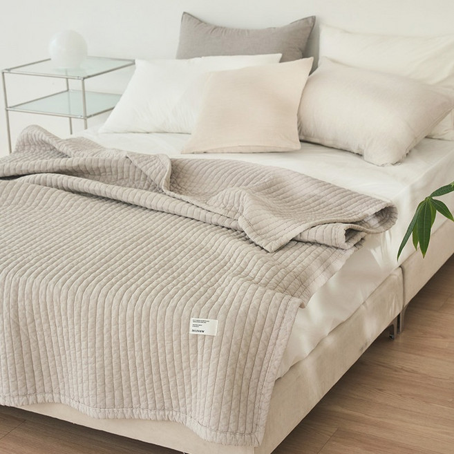 데코뷰 부드러운 순면 항균 피그먼트 이불 겸 패드 30수, 모카브라운