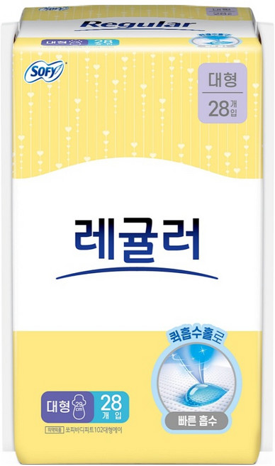 바디피트 레귤러 생리대 날개형, 1개, 28개입, 대형