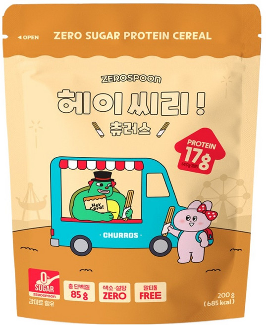 제로스푼 헤이씨리 무설탕 프로틴 그래놀라 츄러스 시리얼, 200g, 1개