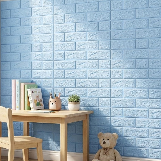 EVE SELLER XPE 폼 방수 방습 벽 스티커, 연한 파랑, 1개