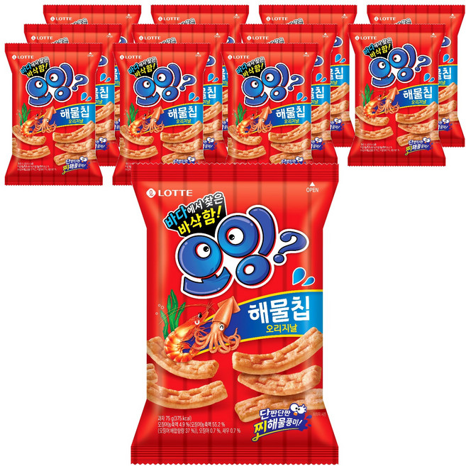 롯데웰푸드 오잉 해물칩 오리지날, 75g, 12개