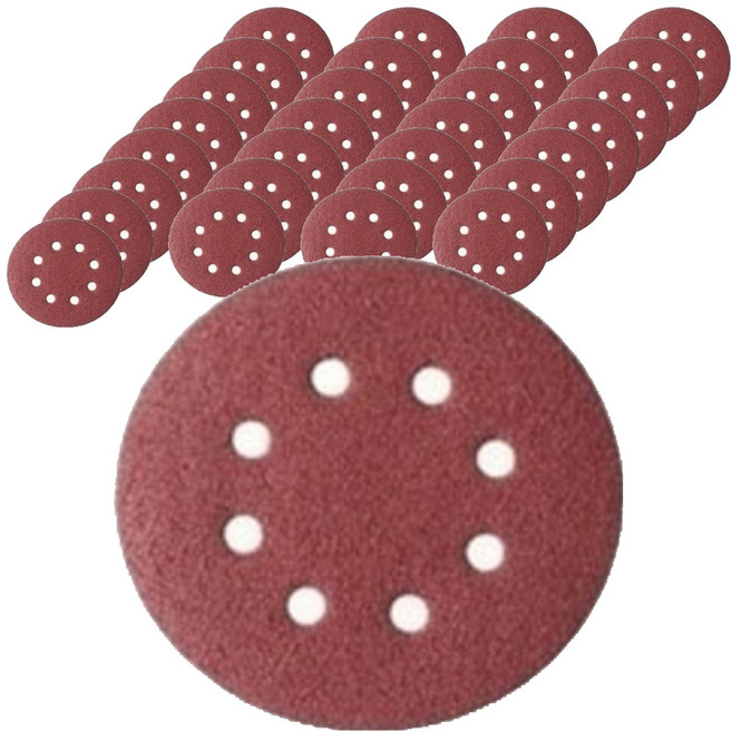 올커버 8홀 연마용 원형 벨크로 사포 60방, 30개