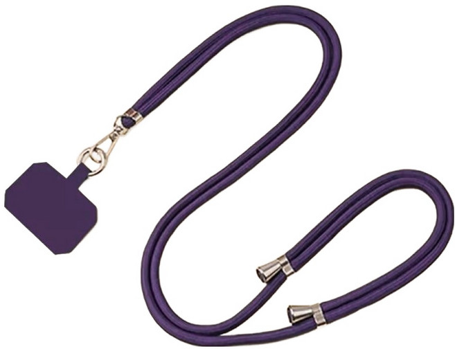 엠베이스 튜빙 더블클립 크로스 핸드폰 바디스트랩 목걸이줄 FREE, 퍼플, 1개