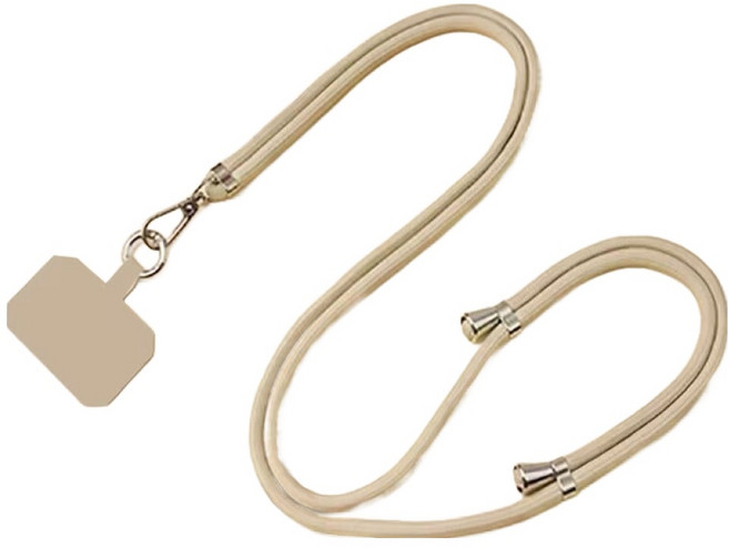 엠베이스 튜빙 더블클립 크로스 핸드폰 바디스트랩 목걸이줄 FREE, 베이지, 1개