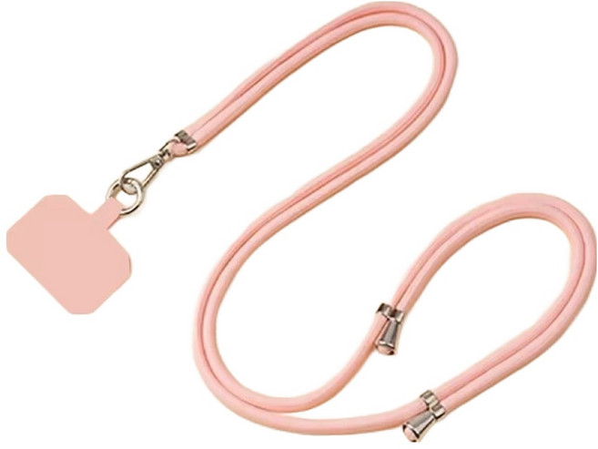 엠베이스 튜빙 더블클립 크로스 핸드폰 바디스트랩 목걸이줄 FREE, 연핑크, 1개