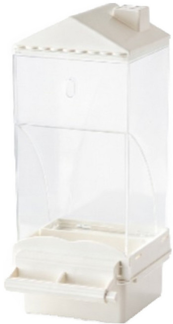 랜보어 앵무새 하우스 반자동 먹이 급식기 FREE 7.9 x 7.2 x 20.2 cm, 화이트, 1개