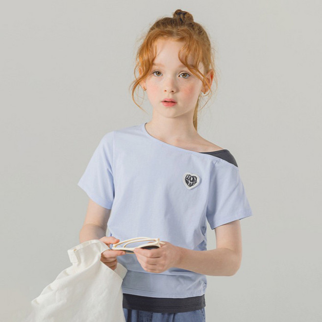 아이러브제이 아동용 로에 슬림 레이어드 반팔 티셔츠