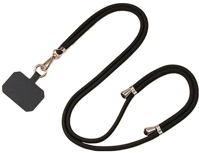 엠베이스 튜빙 더블클립 크로스 핸드폰 바디스트랩 목걸이줄 FREE, 블랙, 1개