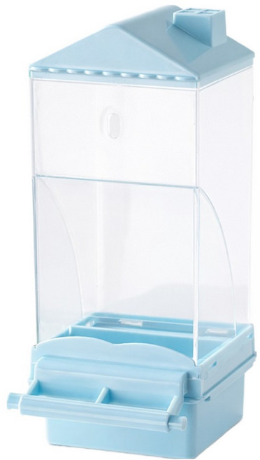 랜보어 앵무새 하우스 반자동 먹이 급식기 FREE 7.9 x 7.2 x 20.2 cm, 블루, 1개