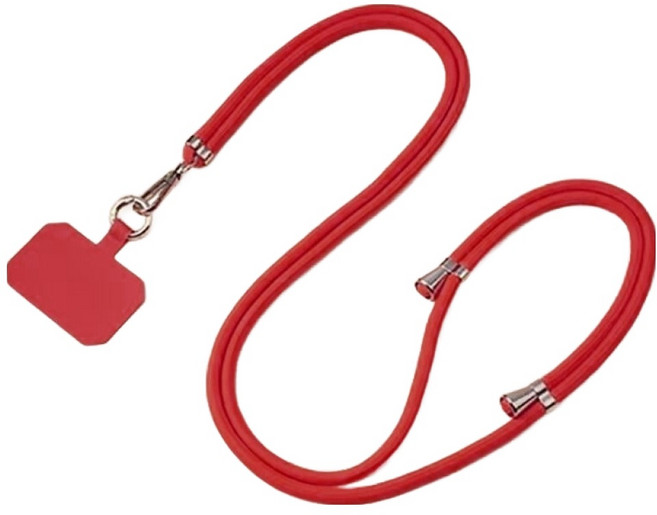 엠베이스 튜빙 더블클립 크로스 핸드폰 바디스트랩 목걸이줄 FREE, 레드, 1개