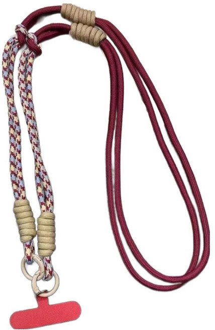 엠베이스 네온 파라코드 더블컬러 링연결 숄더 스마트폰 바디스트랩 목줄 90cm, 와인믹스, 1개