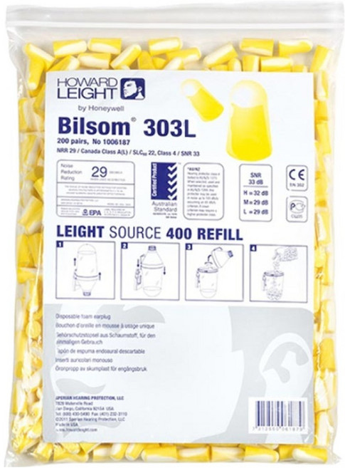 하니웰 소음방지 귀마개 리필 303L 400p, Yellow, 1개