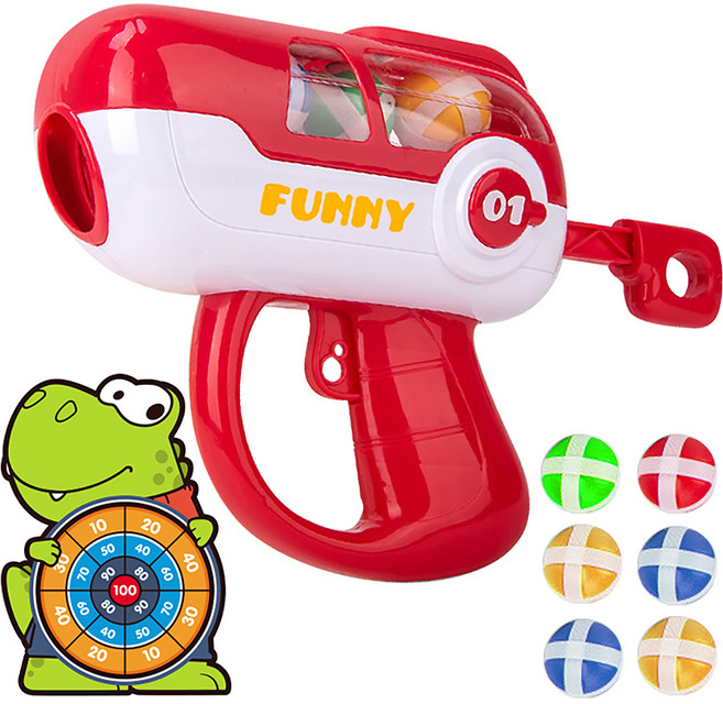 타겟다이노 자동건 + 안전 찍찍이 다트 세트, 레드, 1세트