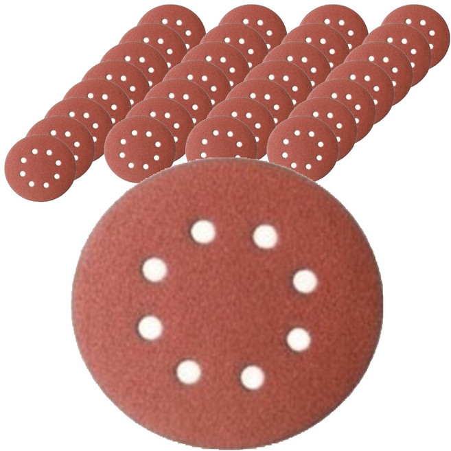 올커버 8홀 연마용 원형 벨크로 사포 240방, 30개