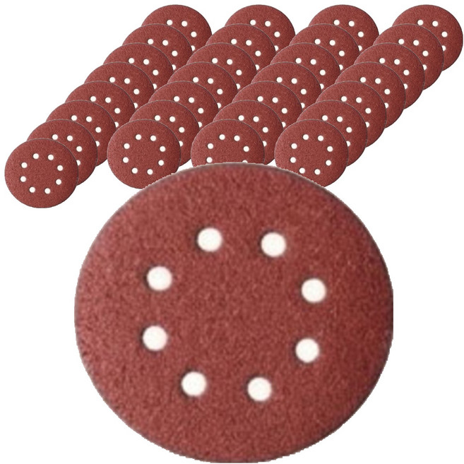 올커버 8홀 연마용 원형 벨크로 사포 120방, 30개