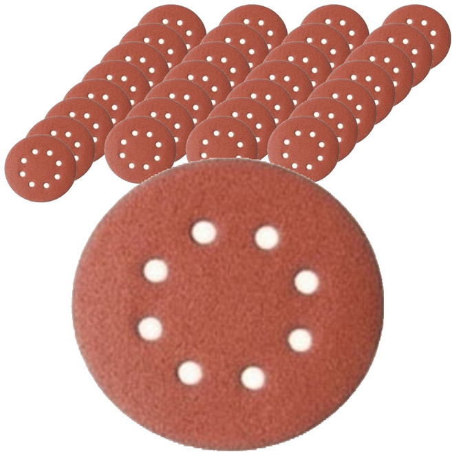 올커버 8홀 연마용 원형 벨크로 사포 80방, 30개