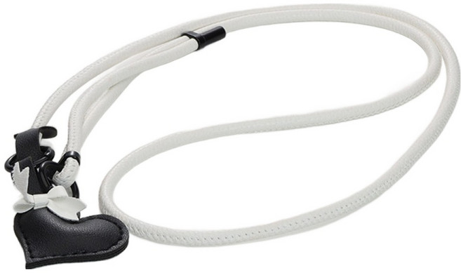 엠베이스 하트 리본 스티치 스마트폰 크로스 바디스트랩 목걸이줄 FREE, 화이트블랙, 1개