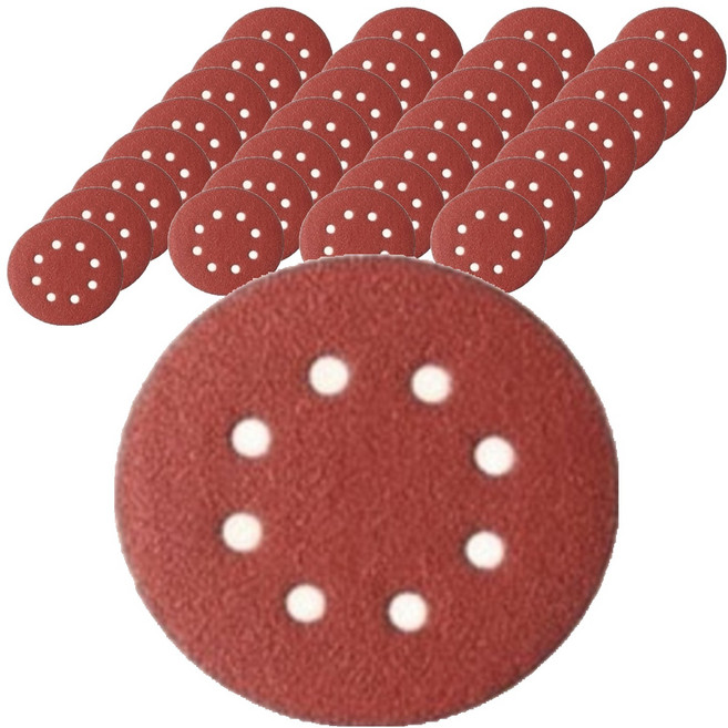 올커버 8홀 연마용 원형 벨크로 사포 100방, 30개