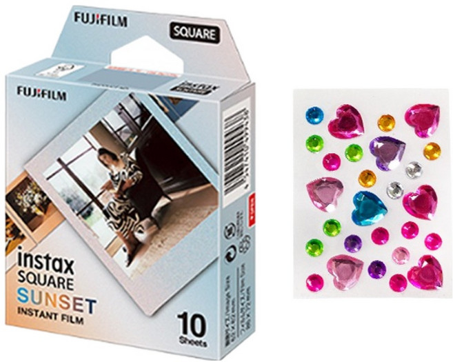 FUJIFILM 富士 instax 方形底片 日落 10入 寶石貼紙, 1個, 單一商品