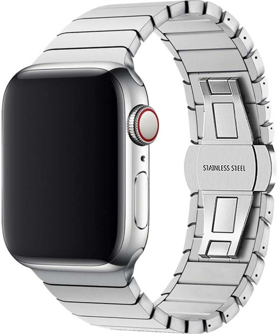 젤리타이거 애플워치 링크 브레이슬릿 프리미엄 메탈 스트랩 밴드 42 / 44 / 45 / 46 / 49 mm, 실버, 1개