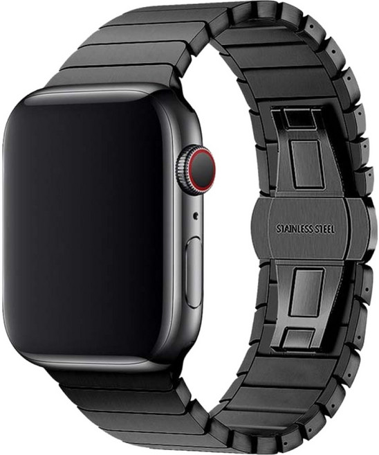 젤리타이거 애플워치 링크 브레이슬릿 프리미엄 메탈 스트랩 밴드 42 / 44 / 45 / 46 / 49 mm, 블랙, 1개