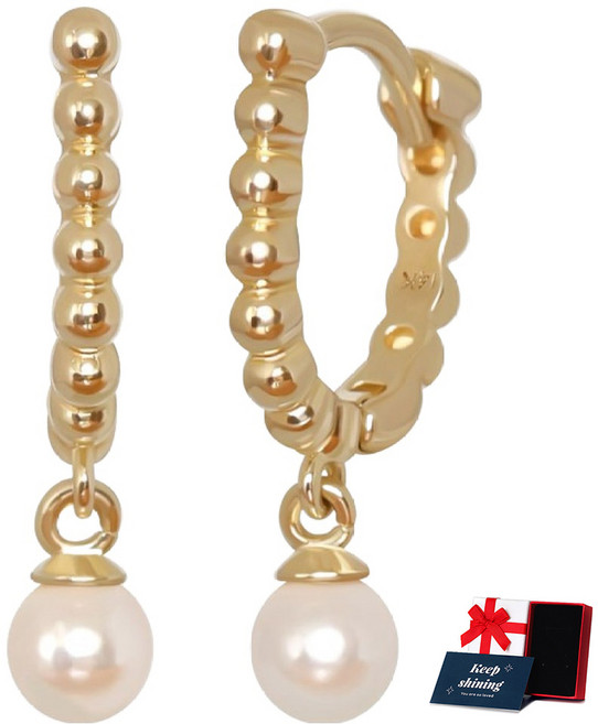Lawool stone 女款 14K GOLD 日常疊戴時尚金珠易扣式環形耳環