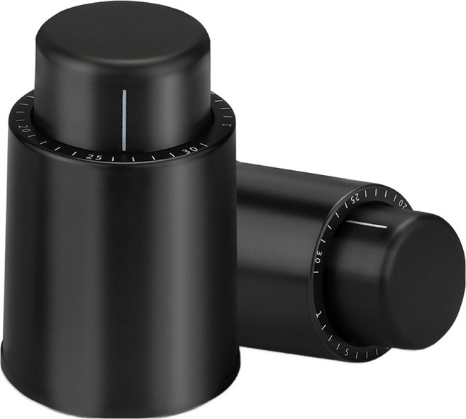 헬로키친 다이얼 와인 진공 스토퍼, 블랙, 2개