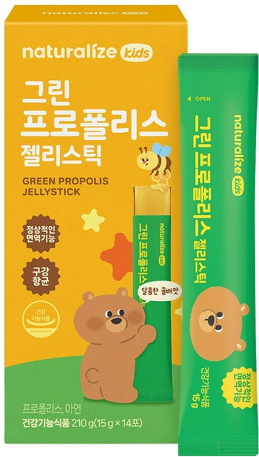 네추럴라이즈 키즈 그린 프로폴리스 젤리스틱 14p, 1개, 14회분