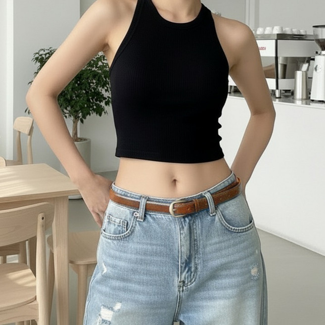 미다미 여성용 데일리 슬림 무광 가죽 벨트 + 지퍼백 세트 1656