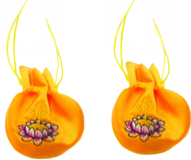 소원부적 복 주머니, 2개, 연꽃노랑