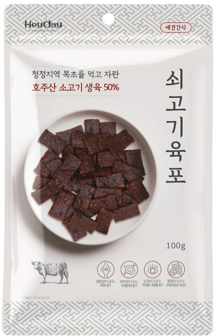 헤이데이 강아지 쇠고기육포 간식, 100g, 1개, 소