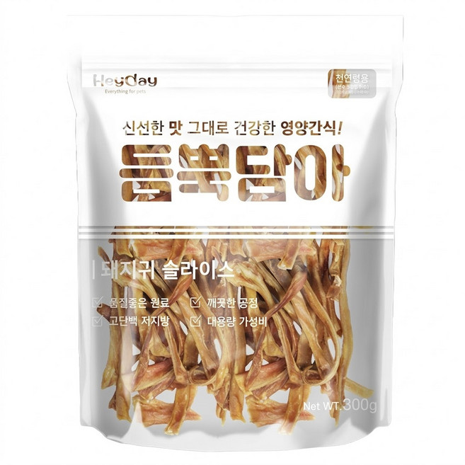 듬뿍담아 강아지 돼지귀 슬라이스 간식, 300g, 1개, 돼지