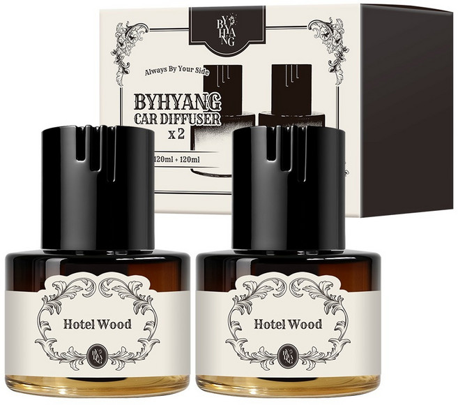 바이향 고급 섬유 심지 차량용 디퓨저 120ml, 호텔우드, 2개