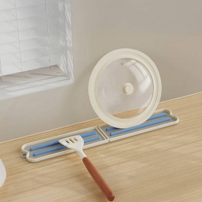 탑피아 접이식 실리콘 냄비뚜껑 받침대, 매트블루, 1개