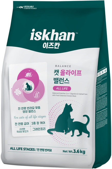 이즈칸 캣 올라이프 밸런스, 3.6kg, 1개, 헤어볼+장건강