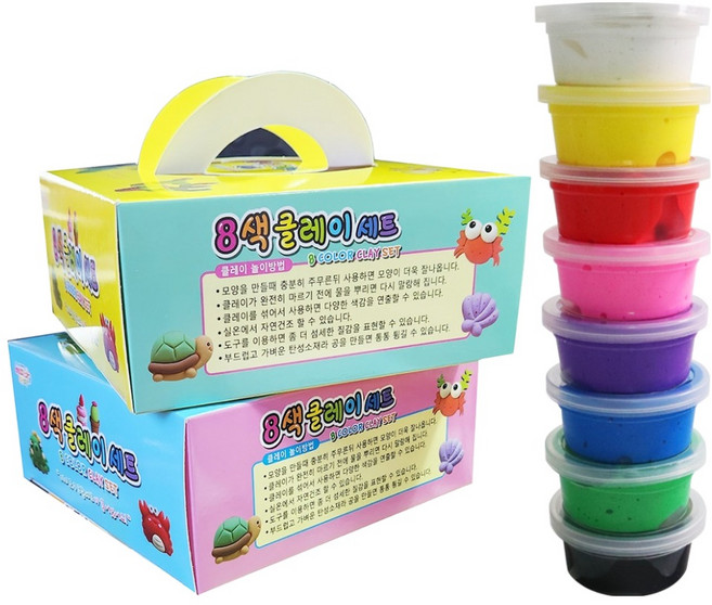 해피아이몰 8색 찰흙 클레이 + 점토 칼 3종 세트 145g, 랜덤발송(박스), 2세트