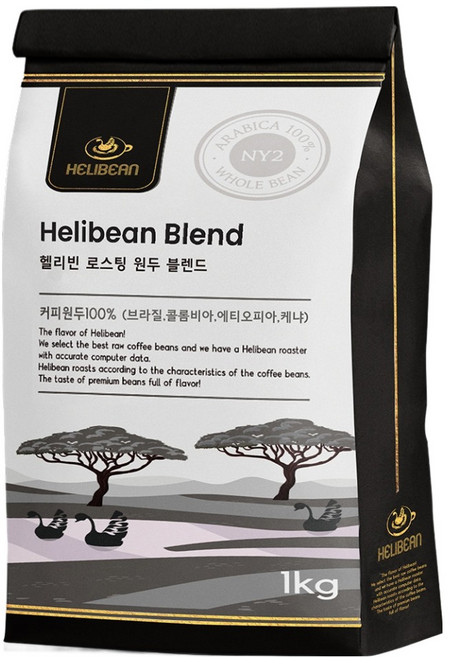 헬리빈 로스팅 원두 블렌드, 1개, 1kg, 홀빈(분쇄안함)