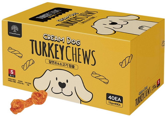 크림독 강아지 터키츄 본 S 40p, 520g, 1개, 혼합맛(칠면조/소고기)